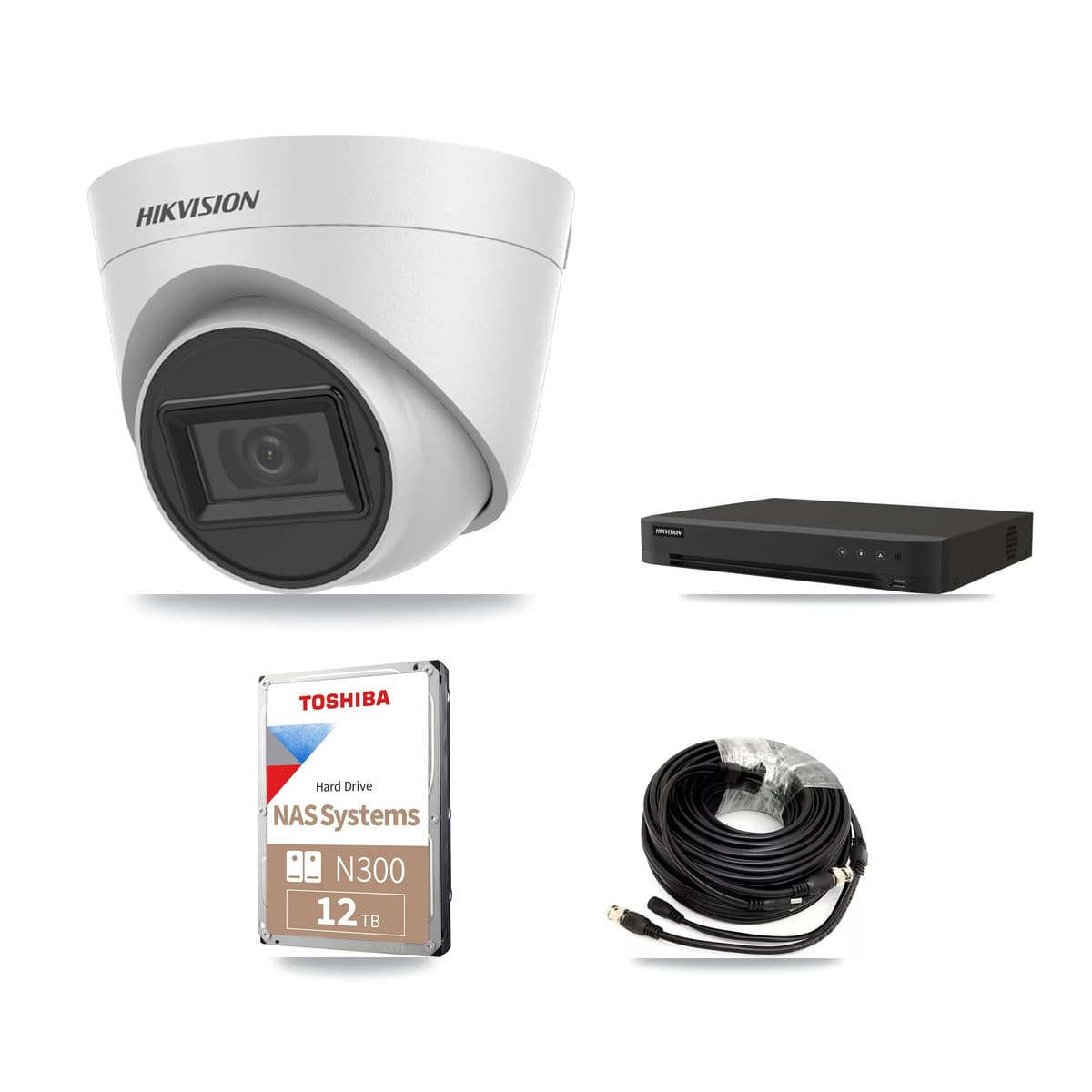 Hikvision 8-Channel 5MP CCTV Kit — 8 White Turret Cameras + 12TB Recording - Image 1