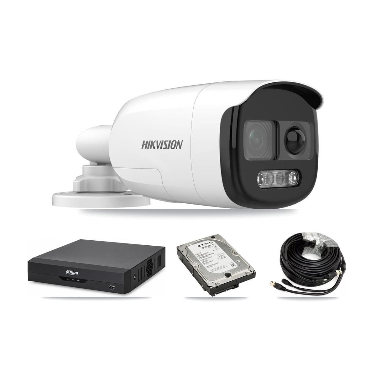 Hikvision & Dahua 4-Channel 5MP CCTV Kit — 4 DS-2CE12KF3T Bullet Cameras + 5TB Recording - Image 1