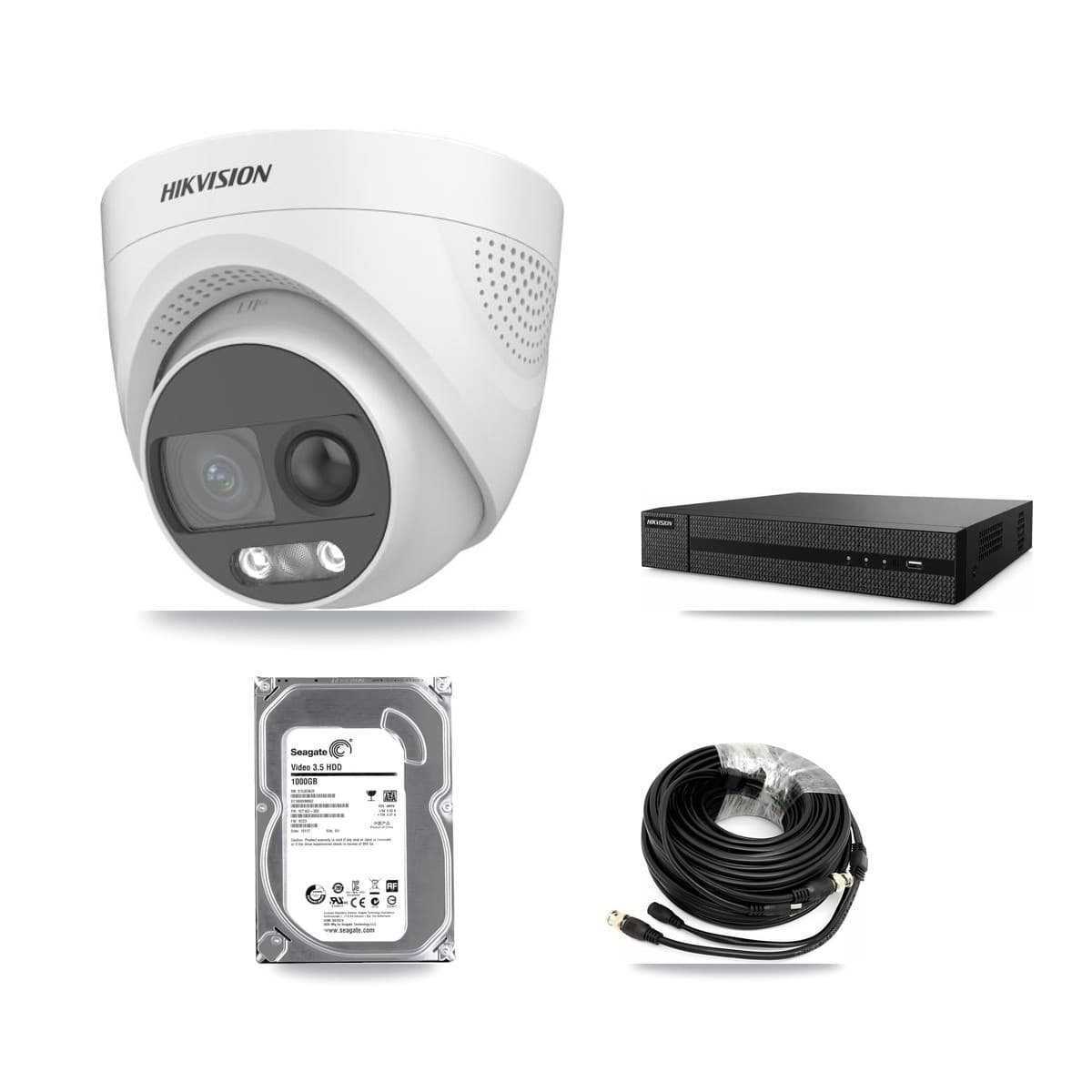 Hikvision 8-Channel 5MP CCTV Kit — 1 DS-2CE72KF3T Turret Camera + 1TB Recording (DVR-8CH Recorder) - Image 1