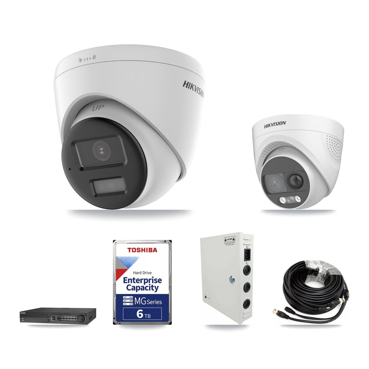 Hikvision 32-Channel 5MP CCTV Kit — 4 DS-2CE72KF3T + 10 DS-2CE78K0T Turret Cameras + 3× 6TB Recording - Image 1