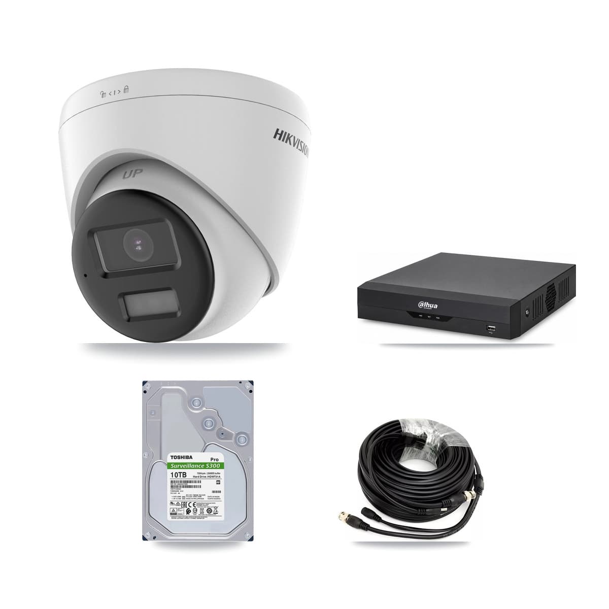 Hikvision & Dahua 4-Channel 5MP CCTV Kit — 3 DS-2CE78K0T + 1 DS-2CE78K0T Turret Cameras + 10TB Recording - Image 1