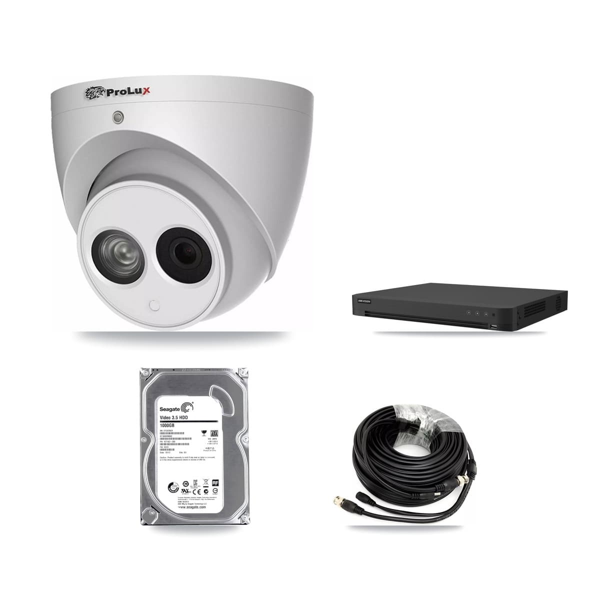 Prolux & Hikvision 16-Channel 4MP CCTV Kit — 1 Turret Camera + 1TB Recording (IDS-7216HUHI Recorder) - Image 1