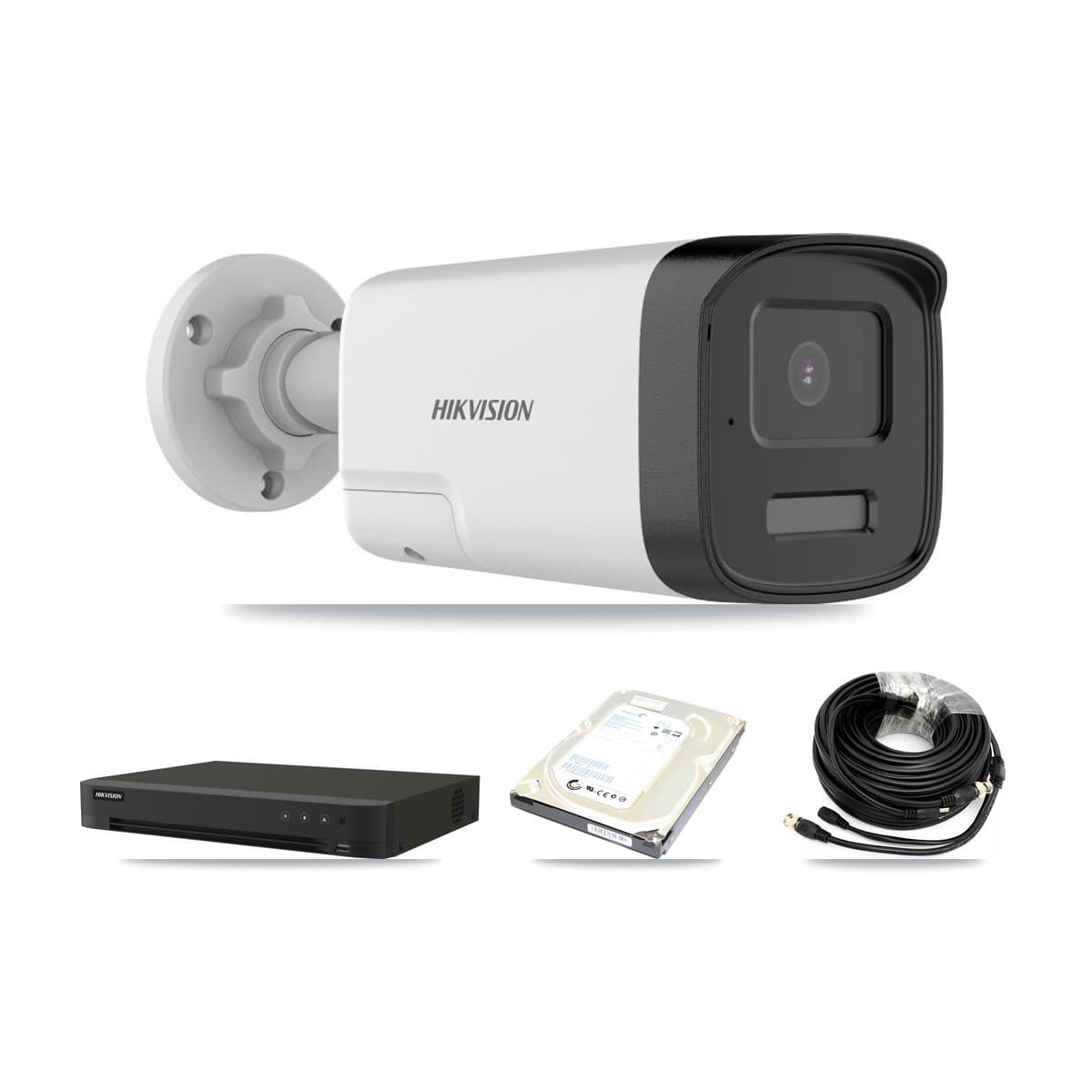 Hikvision 8-Channel 5MP CCTV Kit — 1 DS-2CE17K0T-LXTS Bullet Camera + 500GB Recording (IDS-7208HUHI-M1/XT Recorder) - Image 1