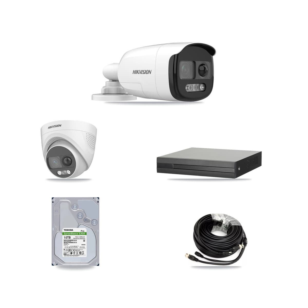 Hikvision 4-Channel 5MP CCTV Kit — 2 DS-2CE12KF3T Bullet + 2 DS-2CE72KF3T Turret Cameras + 10TB Recording (XVR-3104HS Recorder) - Image 1