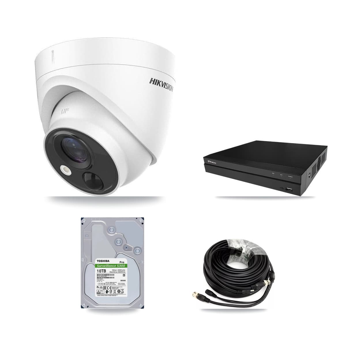 Hikvision & Prolux 8-Channel 5MP CCTV Kit — 8 DS-2CE71H0T Turret Cameras + 10TB Recording (PXD-5208AN Recorder) - Image 1