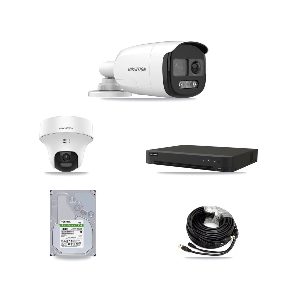 Hikvision 16-Channel 5MP CCTV Kit — 7 DS-2CE12KF3T Bullet + 1 DS-2CE70K0T Turret Cameras + 10TB Recording (IDS-7216HQHI Recorder) - Image 1