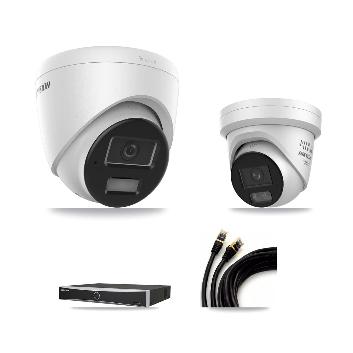 Hikvision 4-Channel 4MP CCTV Kit — 1 DS-2CD1343G2 + 1 DS-2CD2347G3 Turret Cameras + 2TB Recording - Image 1
