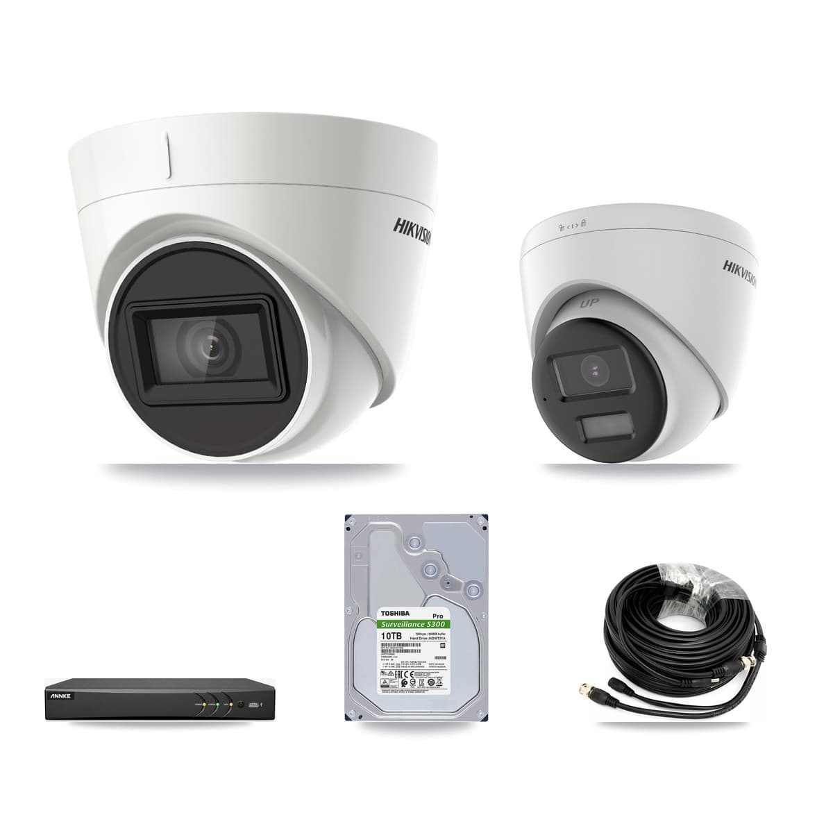 Hikvision & ANNKE 4-Channel 4K CCTV Kit — 1 DS-2CE78U0T + 3 DS-2CE78U1T Turret Cameras + 10TB Recording - Image 1