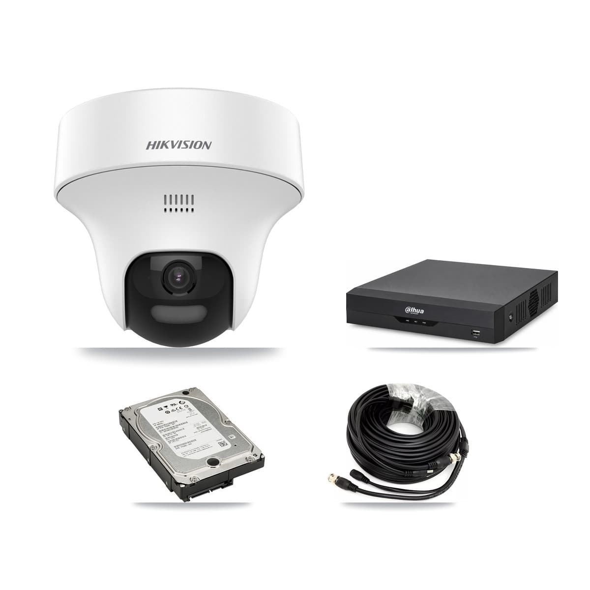 Hikvision & Dahua 4-Channel 5MP CCTV Kit — 4 DS-2CE70K0T Turret Cameras + 5TB Recording - Image 1