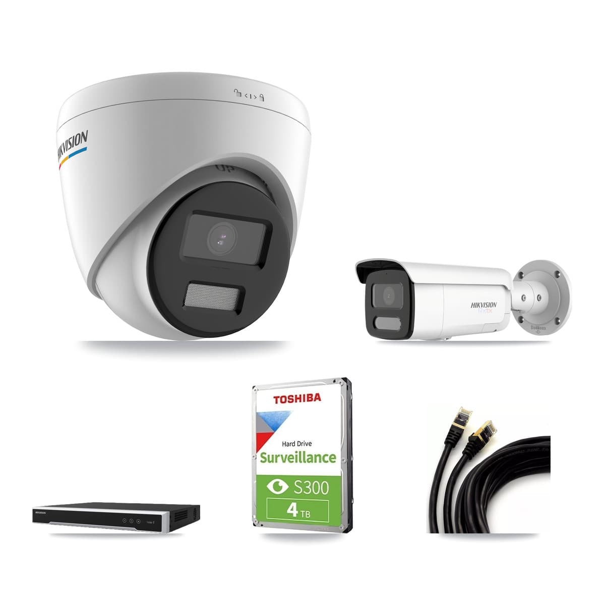 Hikvision 8-Channel 2MP – 4K CCTV Kit — 2 2MP Turret + 1 4K Bullet Cameras + 4TB Recording - Image 1