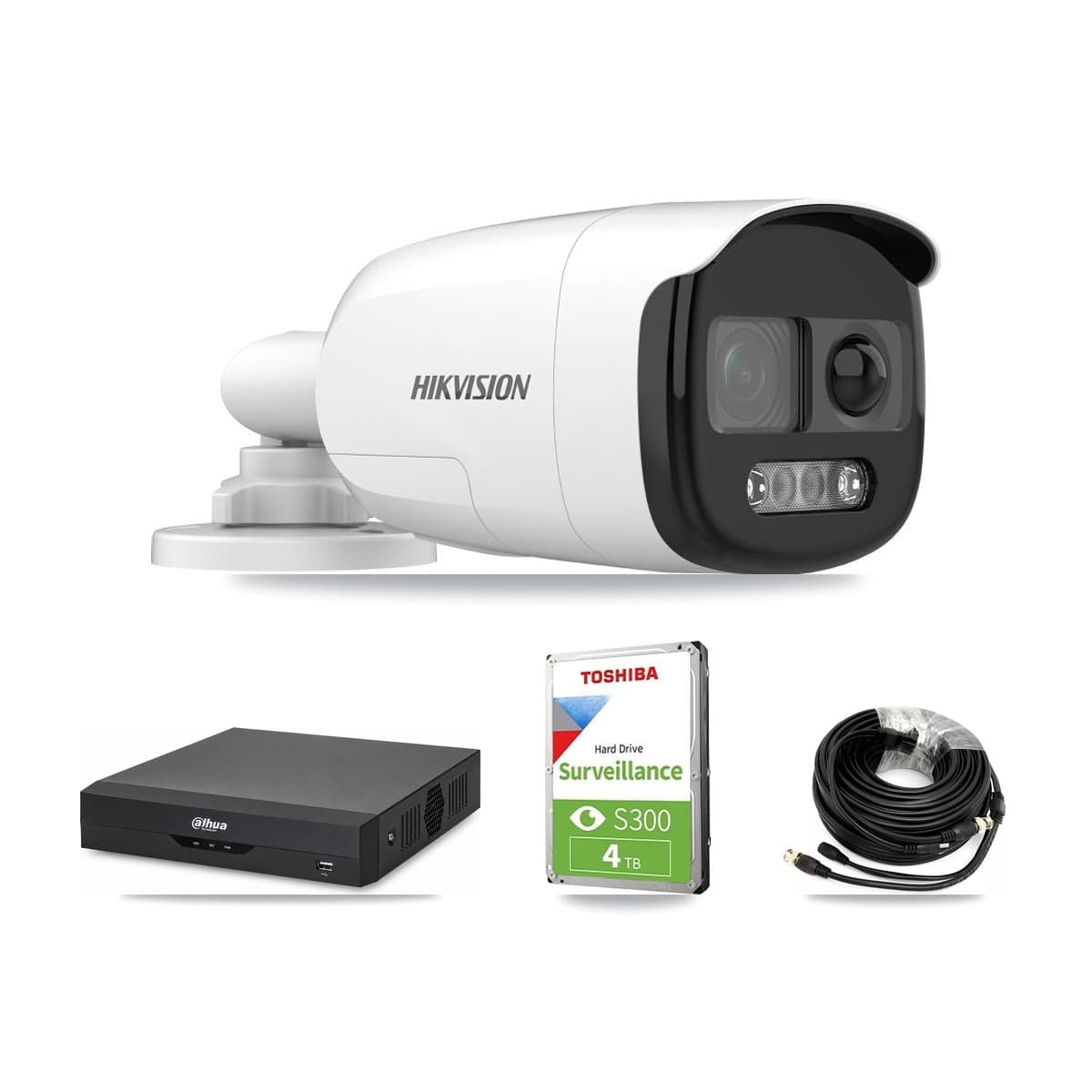 Hikvision & Dahua 4-Channel 5MP CCTV Kit — 3 DS-2CE12KF3T Bullet Cameras + 4TB Recording - Image 1