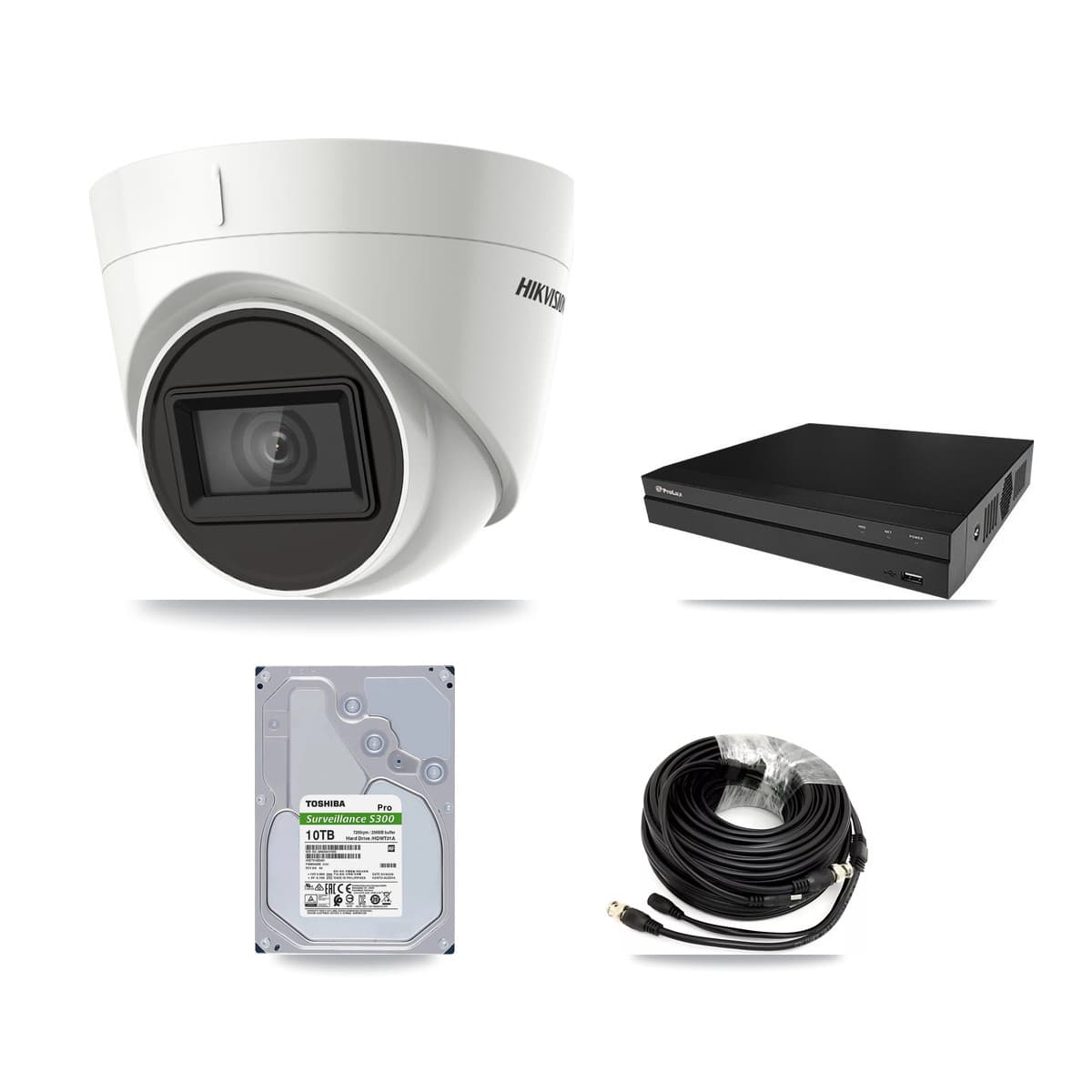 Hikvision & Prolux 8-Channel 4K CCTV Kit — 8 DS-2CE78U1T Turret Cameras + 2× 10TB Recording - Image 1