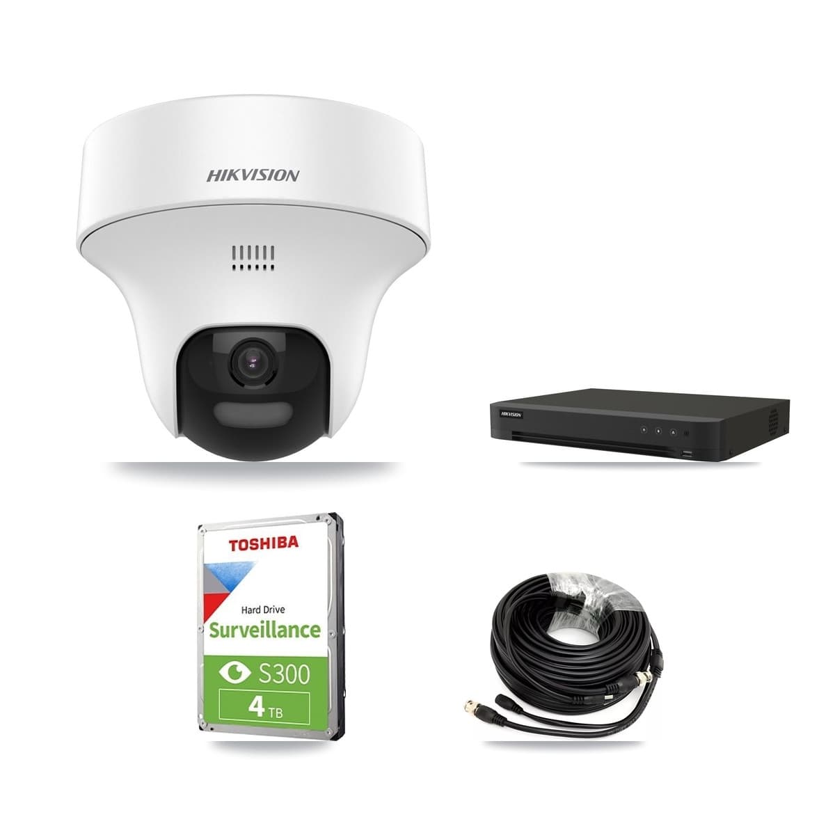 Hikvision 8-Channel 5MP CCTV Kit — 3 DS-2CE70K0T-PTLTS Turret Cameras + 4TB Recording (IDS-7208HUHI-M1/XT Recorder) - Image 1