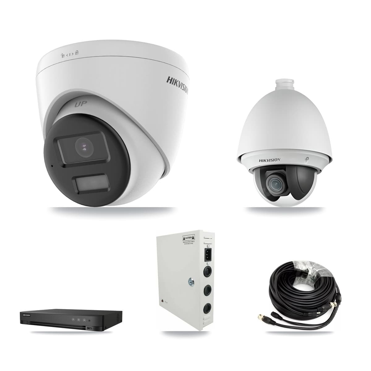 Hikvision 4-Channel 2MP – 4K CCTV Kit — 1 2MP PTZ + 3 4K Turret Cameras + 8TB Recording - Image 1
