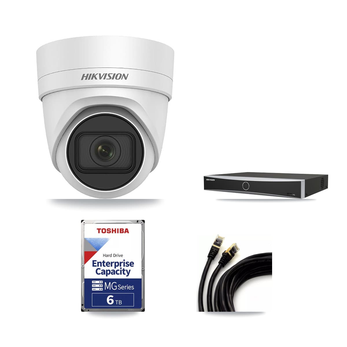 Hikvision 4-Channel 4K CCTV Kit — 2 DS-2CD2H83G0 Turret Cameras + 6TB Recording - Image 1