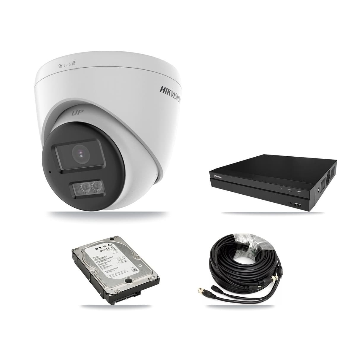 Hikvision & Prolux 8-Channel 5MP CCTV Kit — 4 DS-2CE78K0T-LTS Turret Cameras + 5TB Recording (PXD-5208AN-4KL-X-8P Recorder) - Image 1