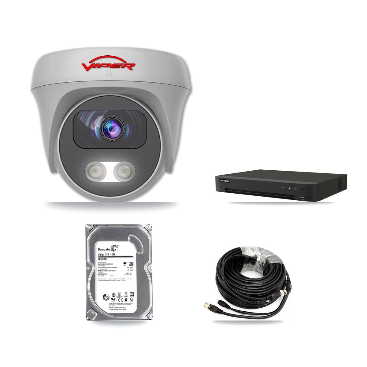 Viper & Hikvision 16-Channel 5MP CCTV Kit — 1 White Camera + 1TB Recording (IDS-7216HQHI Recorder) - Image 1
