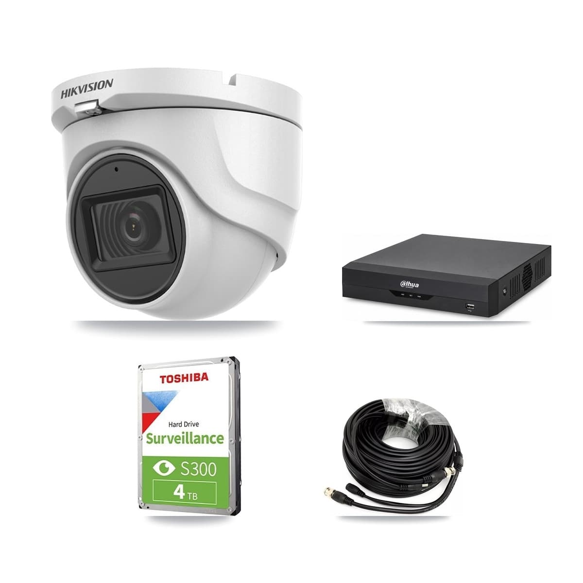 Hikvision & Dahua 4-Channel 5MP CCTV Kit — 4 DS-2CE76H0T Turret Cameras + 4TB Recording - Image 1