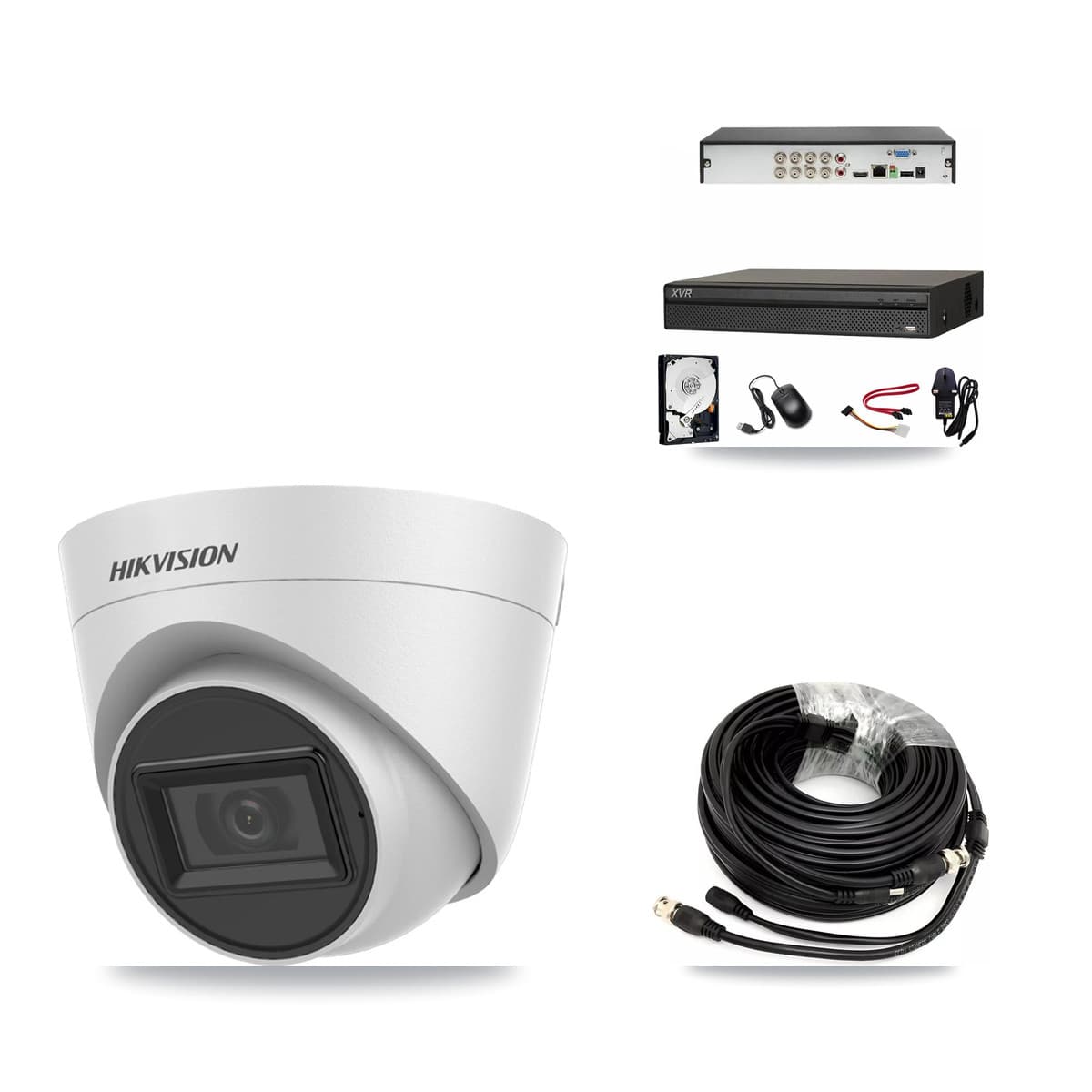 Hikvision & Dahua 8-Channel 5MP CCTV Kit — 4 White Turret Cameras + 2TB Recording - Image 1