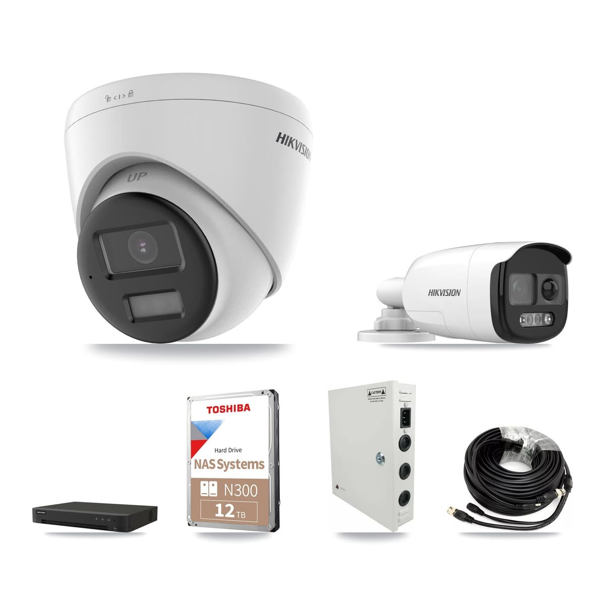 Hikvision 16-Channel 5MP CCTV Kit — 5 DS-2CE12KF3T-PIRXO Bullet + 11 DS-2CE78K0T-LPTS Turret Cameras + 12TB Recording (IDS-7216HQHI-M1/XT Recorder) - Image 1