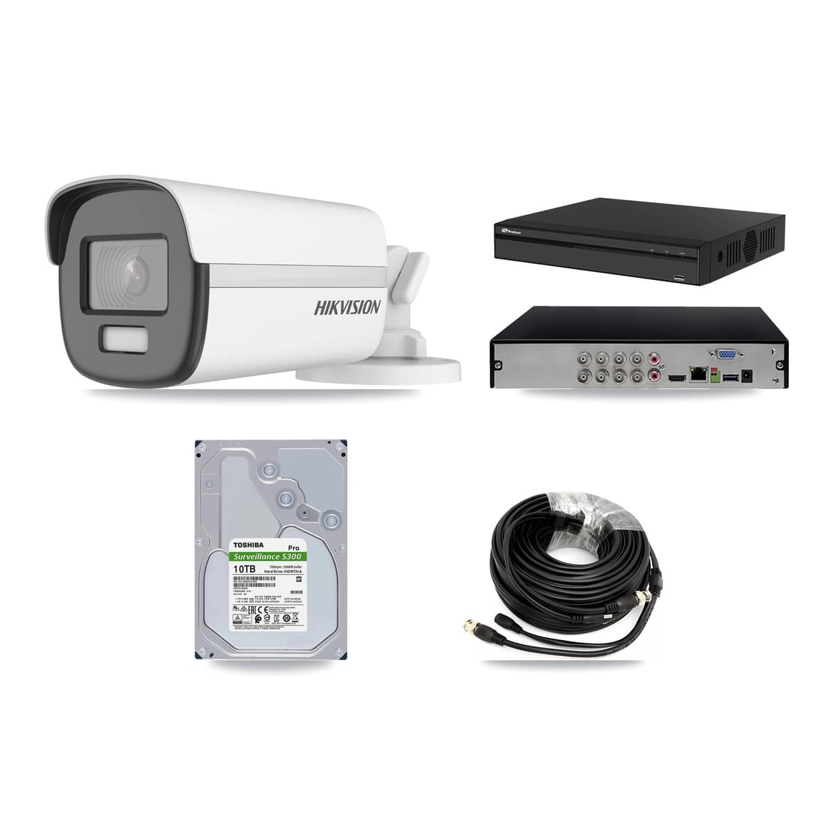 Hikvision & Prolux 8-Channel 4K CCTV Kit — 4 Bullet Cameras + 10TB Recording (PXD-5108HS Recorder) - Image 1