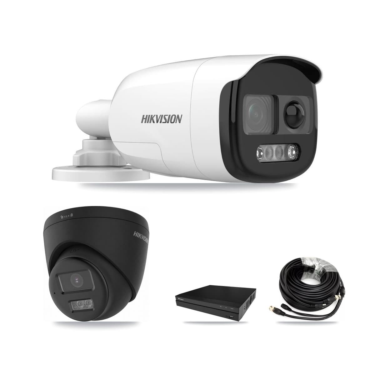 Hikvision & Prolux 8-Channel 5MP – 4K CCTV Kit — 2 5MP Bullet + 2 Black 4K Turret Cameras + 8TB Recording (PXD-5208AN Recorder) - Image 1