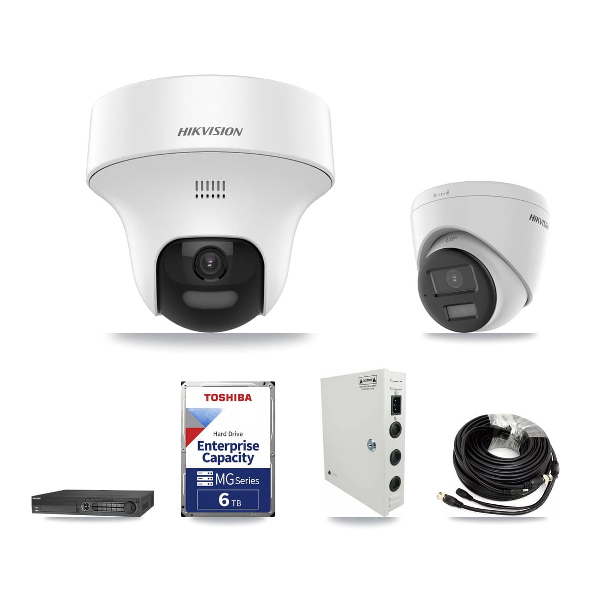 Hikvision 32-Channel 5MP CCTV Kit — 7 DS-2CE70K0T-PTLTS + 7 DS-2CE78K0T-LPTS Turret Cameras + 3× 6TB Recording (DS-7332HQHI-K4 Recorder) - Image 1