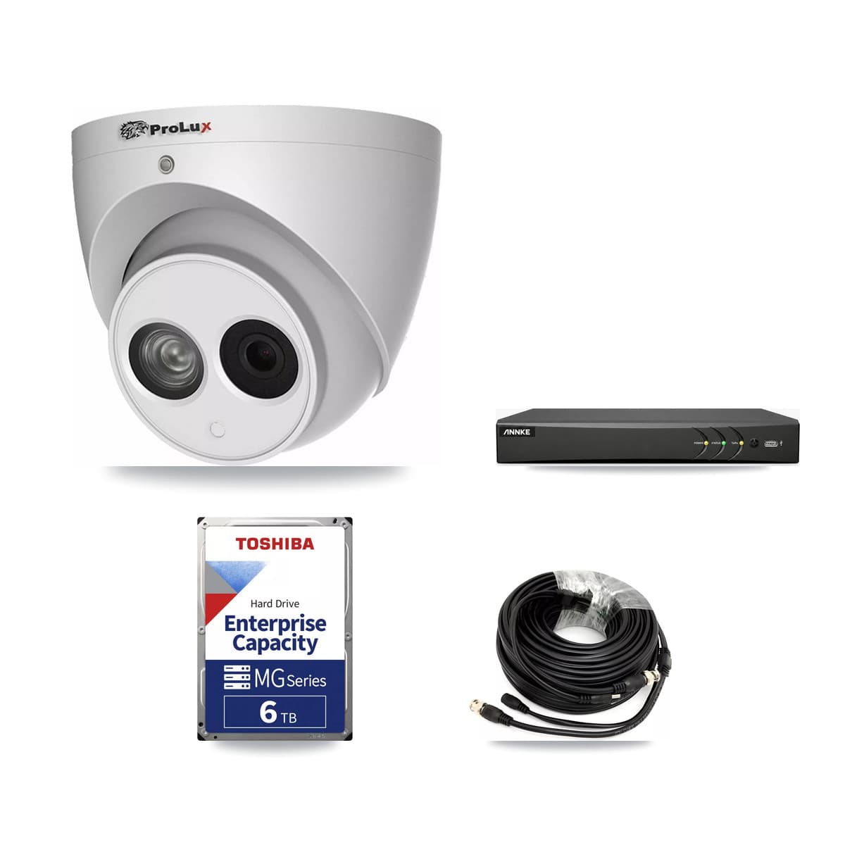 Prolux & ANNKE 4-Channel 4MP CCTV Kit — 4 Turret Cameras + 6TB Recording - Image 1