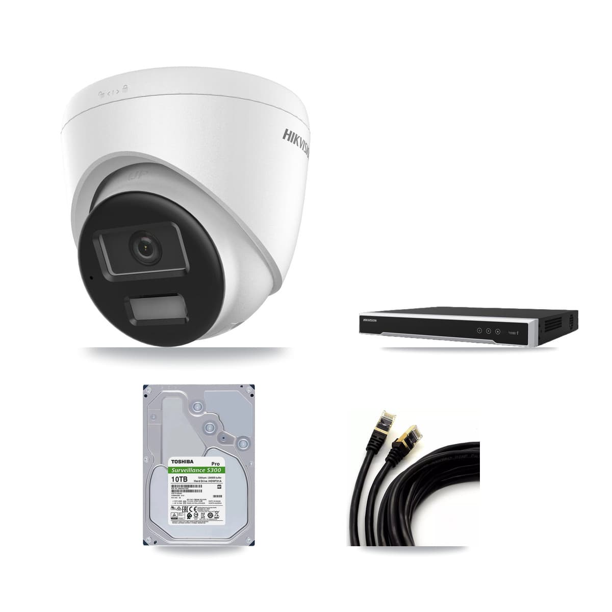 Hikvision 8-Channel 4K CCTV Kit — 4 DS-2CD1383G2-LIUF/SL Turret Cameras + 10TB Recording (DS-7608NI-M2/8P Recorder) - Image 1