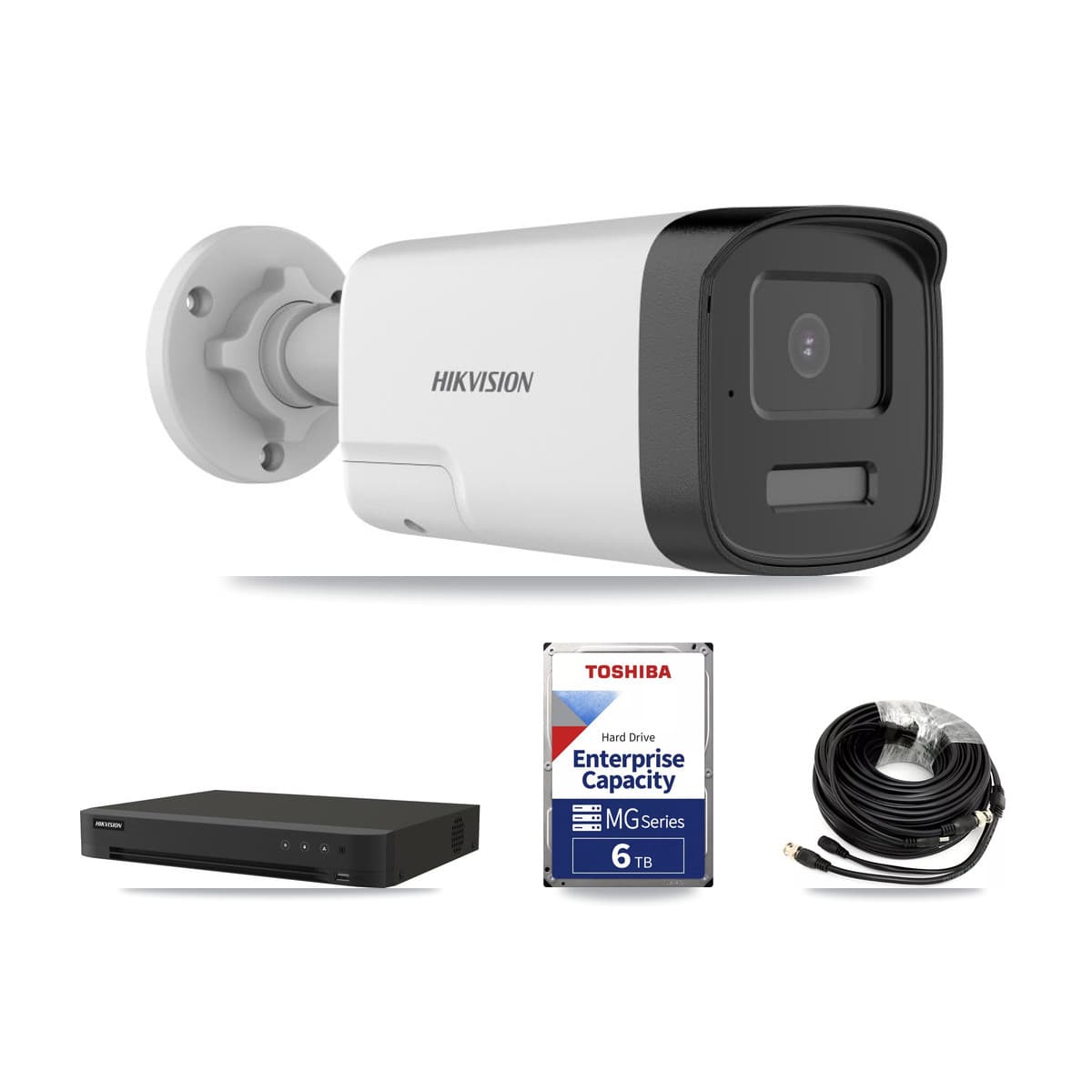 Hikvision 8-Channel 5MP CCTV Kit — 8 DS-2CE17K0T Bullet Cameras + 6TB Recording (IDS-7208HUHI Recorder) - Image 1