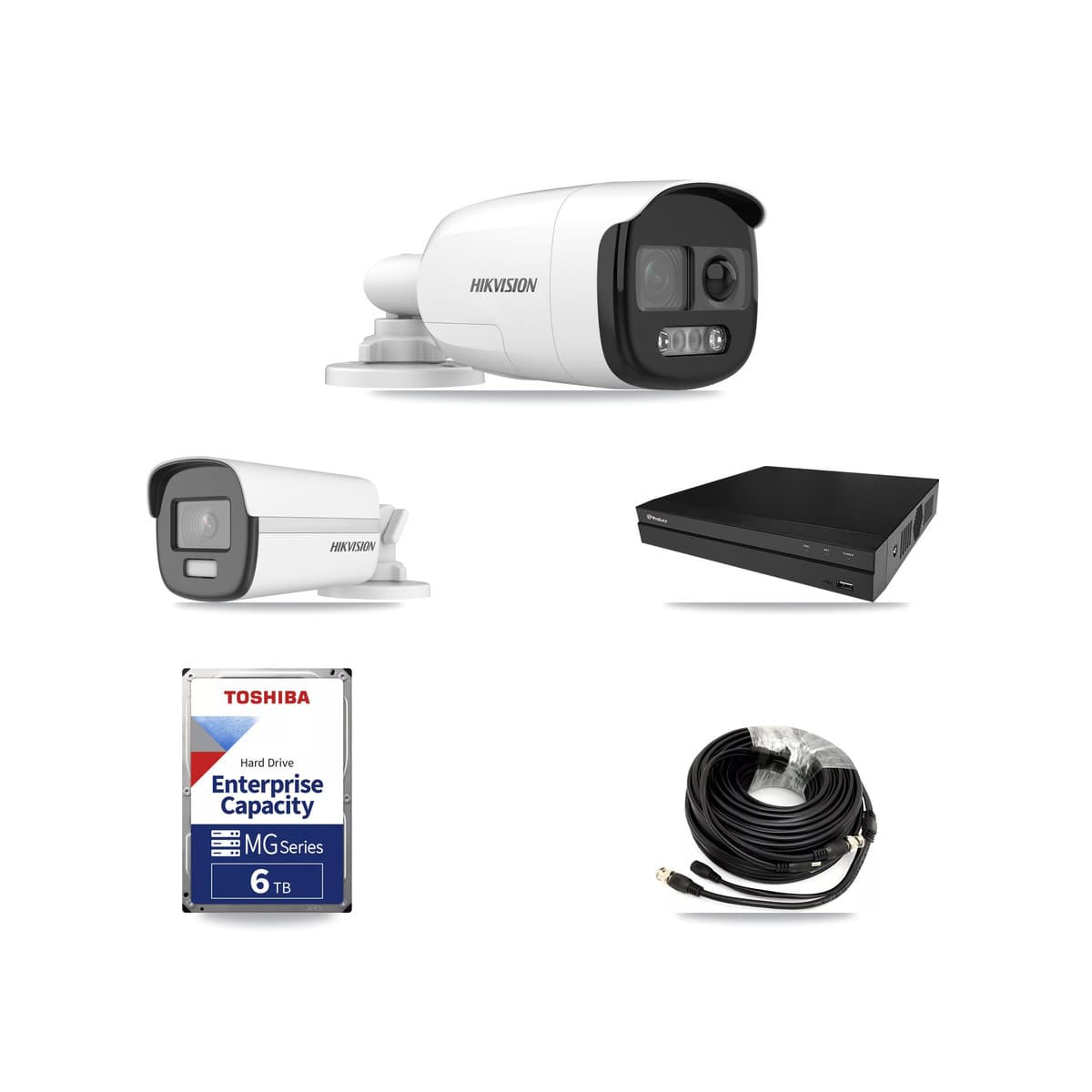 Hikvision & Prolux 8-Channel 5MP – 4K CCTV Kit — 3 5MP + 1 4K Bullet Cameras + 6TB Recording (PXD-5208AN Recorder) - Image 1
