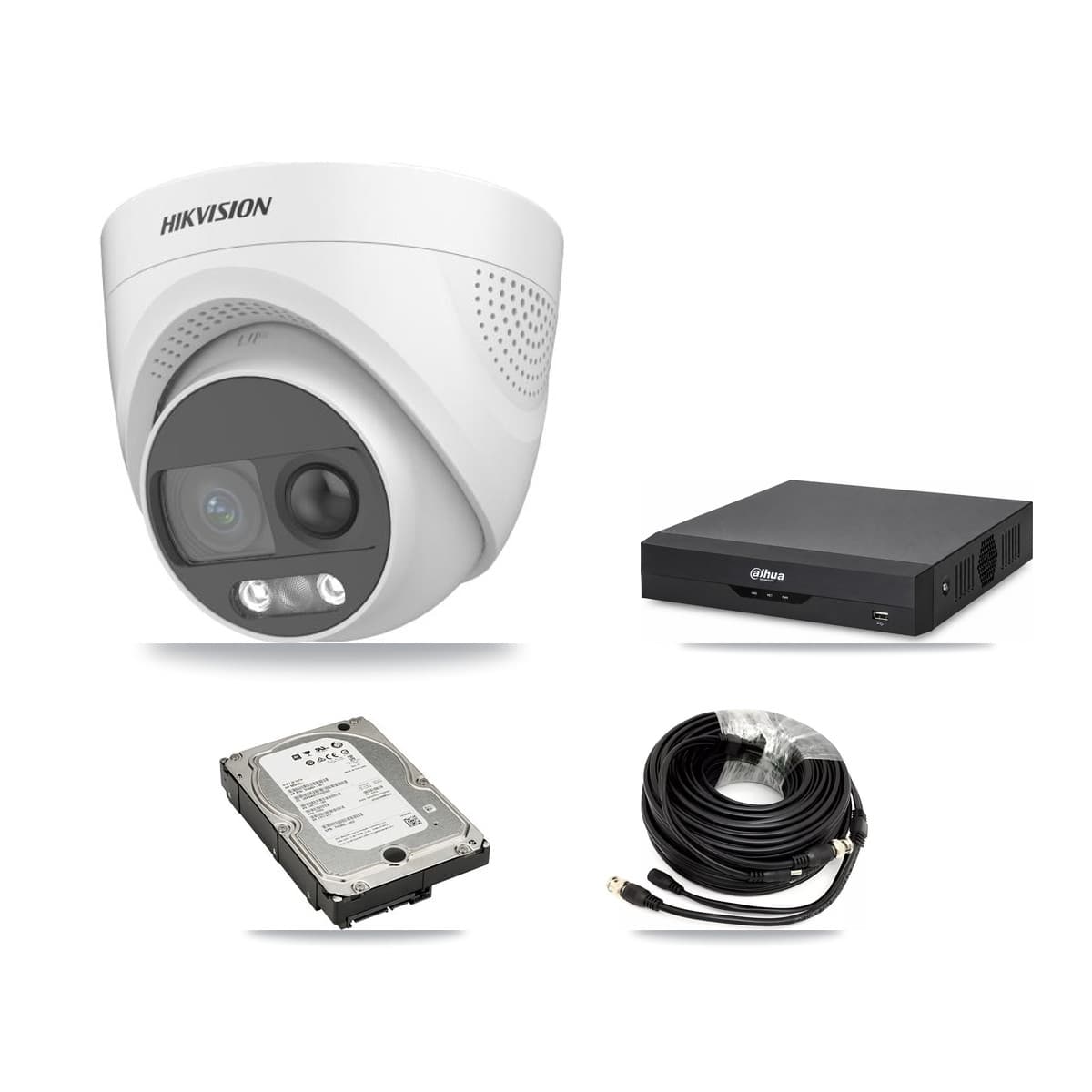 Hikvision & Dahua 4-Channel 5MP CCTV Kit — 4 DS-2CE72KF3T Turret Cameras + 5TB Recording - Image 1
