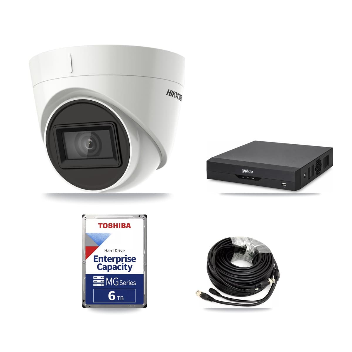 Hikvision & Dahua 4-Channel 4K CCTV Kit — 2 DS-2CE78U1T Turret Cameras + 6TB Recording - Image 1