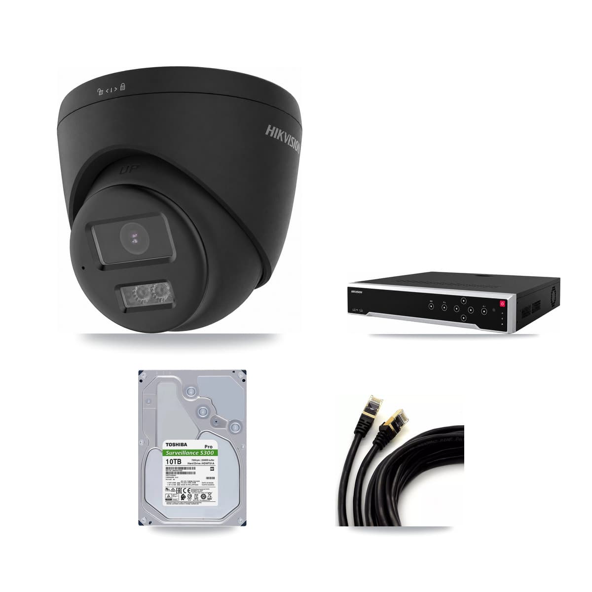 Hikvision 32-Channel 4K CCTV Kit — 16 Black DS-2CD1383G2 Turret Cameras + 4× 10TB Recording - Image 1