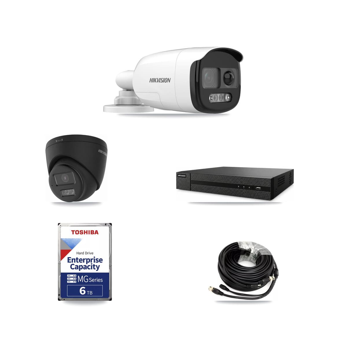 Hikvision 8-Channel 5MP – 4K CCTV Kit — 6 5MP Bullet + 1 Black 4K Turret Cameras + 6TB Recording - Image 1