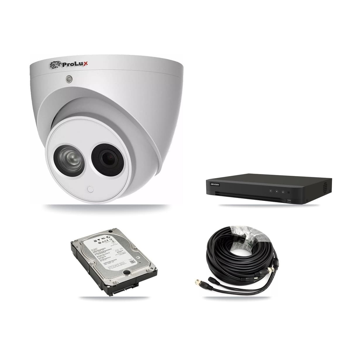 Prolux & Hikvision 8-Channel 4MP CCTV Kit — 4 PXC-612C4W-A-POC Turret Cameras + 5TB Recording (IDS-7208HUHI-M1/XT Recorder) - Image 1
