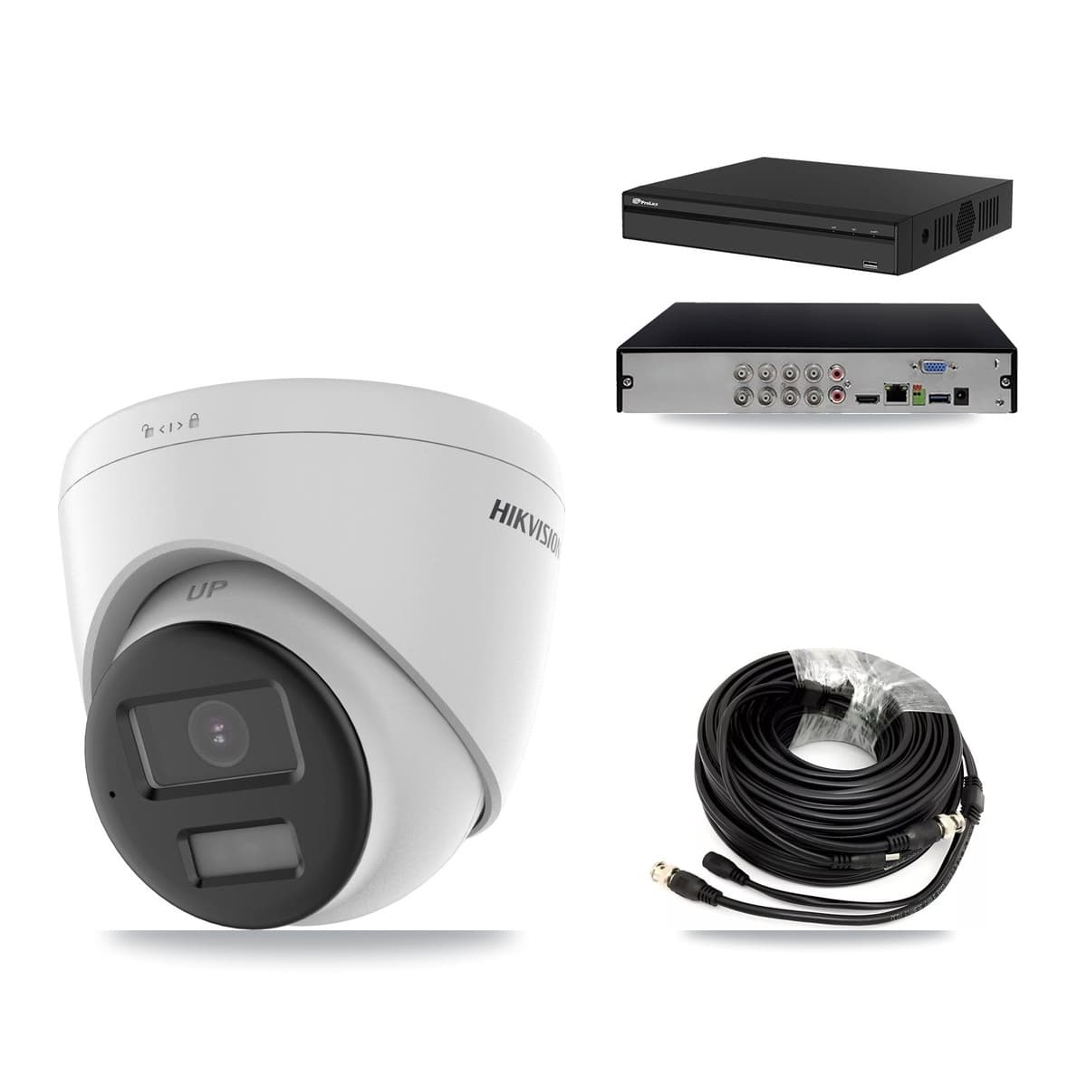 Hikvision & Prolux 8-Channel 5MP CCTV Kit — 6 DS-2CE78K0T-LPTS Turret Cameras + 8TB Recording (PXD-5108HS-4K/X1 Recorder) - Image 1