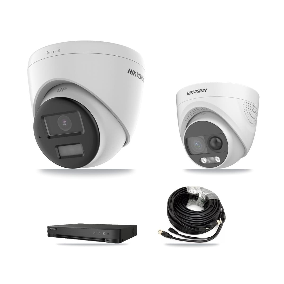 Hikvision 8-Channel 5MP CCTV Kit — 2 DS-2CE72KF3T + 4 DS-2CE78K0T Turret Cameras + 8TB Recording (IDS-7208HQHI Recorder) - Image 1