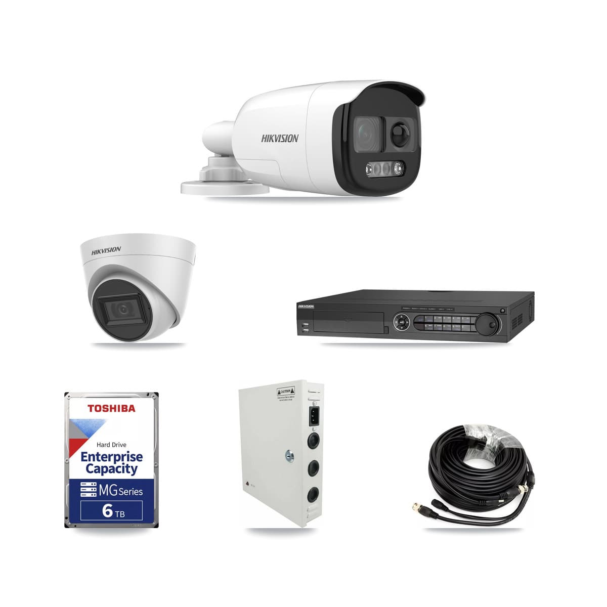 Hikvision 32-Channel 5MP CCTV Kit — 10 Bullet + 4 White Turret Cameras + 3× 6TB Recording - Image 1