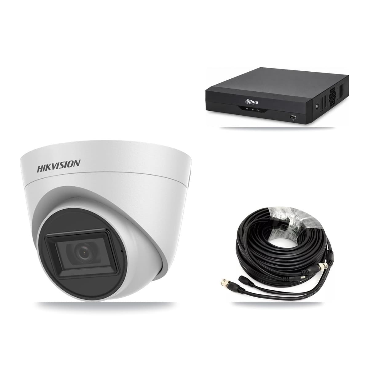 Hikvision & Dahua 4-Channel 5MP CCTV Kit — 4 White Turret Cameras + 2TB Recording - Image 1