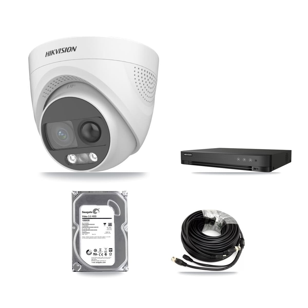 Hikvision 4-Channel 5MP CCTV Kit — 1 DS-2CE72KF3T Turret Camera + 1TB Recording (IDS-7204HUHI Recorder) - Image 1