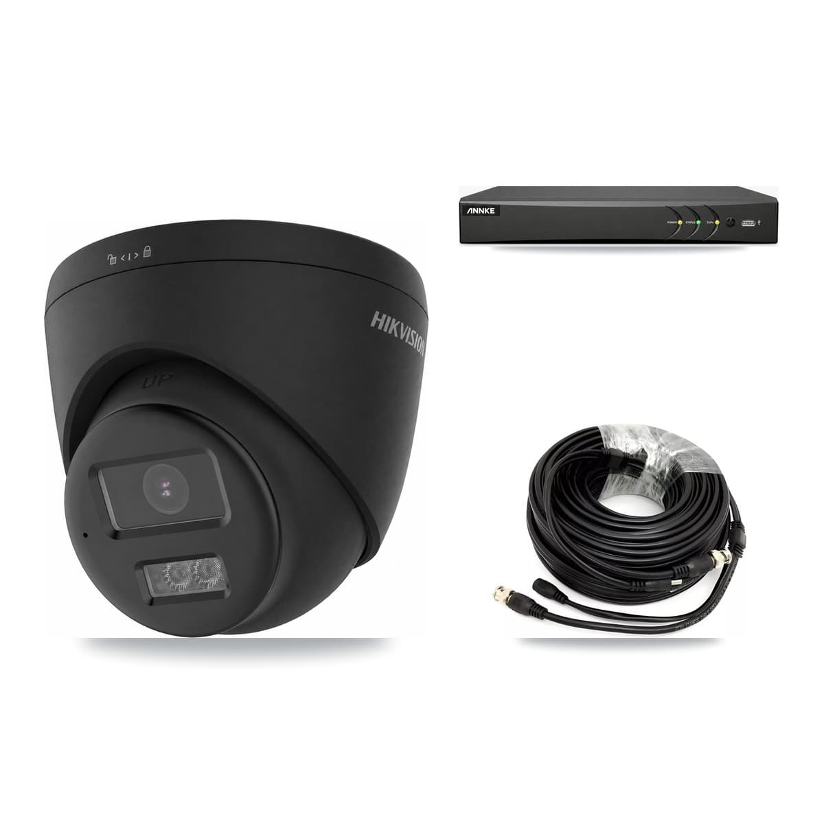 Hikvision & ANNKE 4-Channel 4K CCTV Kit — 3 Black Turret Cameras + 2TB Recording - Image 1