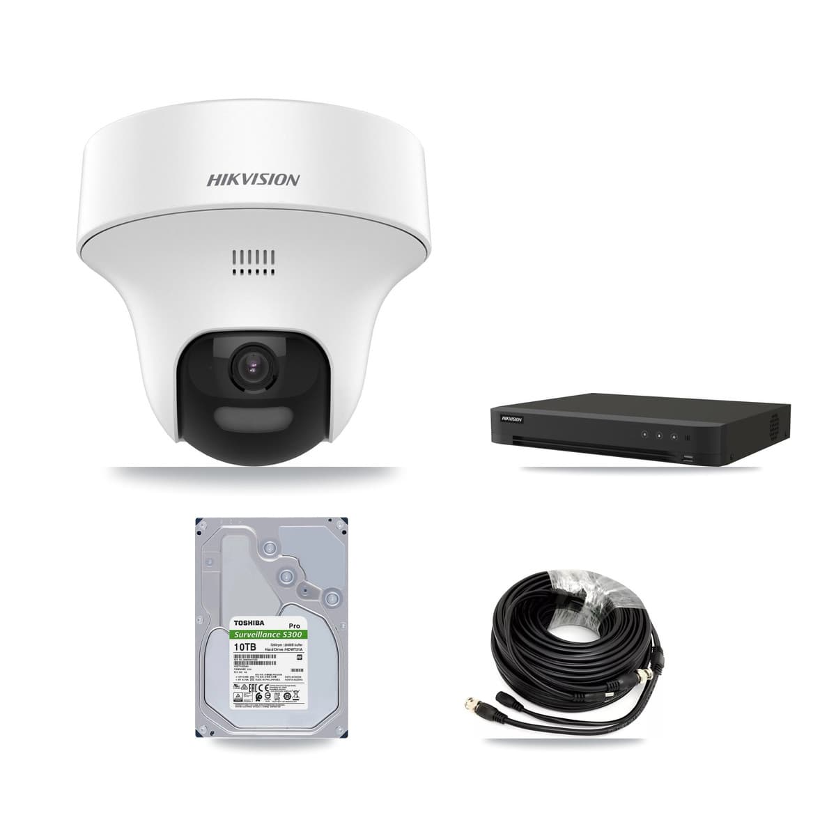 Hikvision 8-Channel 5MP CCTV Kit — 8 DS-2CE70K0T-PTLTS Turret Cameras + 10TB Recording (IDS-7208HUHI-M1/XT Recorder) - Image 1