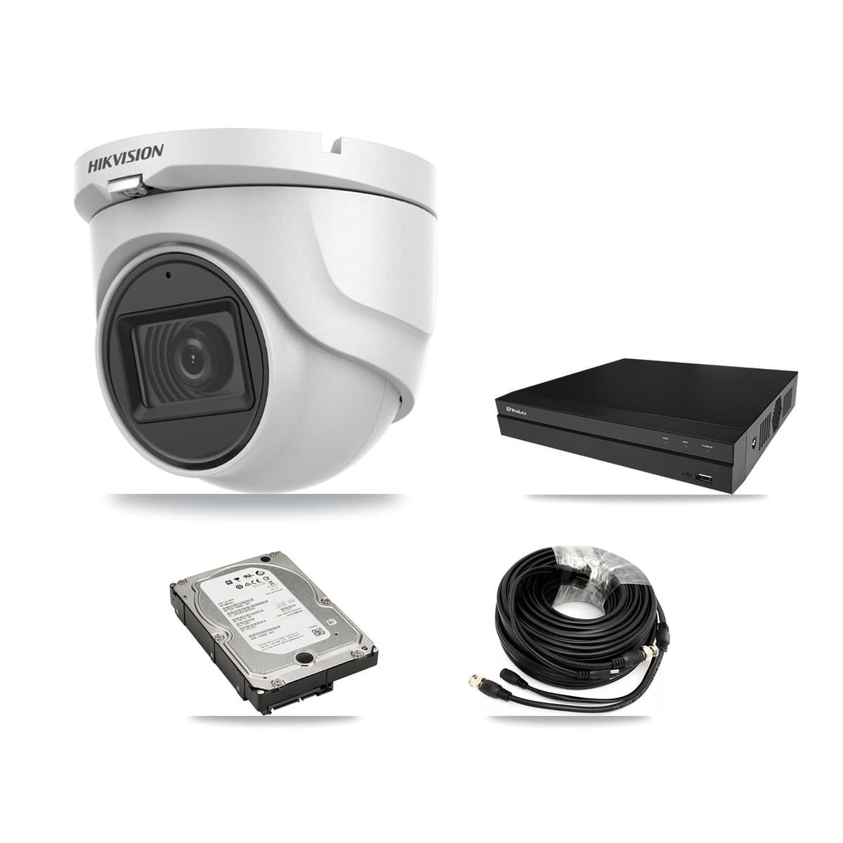 Hikvision & Prolux 8-Channel 5MP CCTV Kit — 4 DS-2CE76H0T Turret Cameras + 5TB Recording (PXD-5208AN Recorder) - Image 1