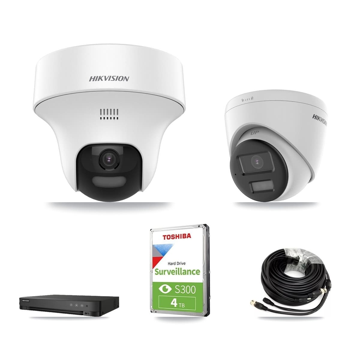 Hikvision 8-Channel 5MP CCTV Kit — 2 DS-2CE70K0T + 1 DS-2CE78K0T Turret Cameras + 4TB Recording (IDS-7208HUHI Recorder) - Image 1