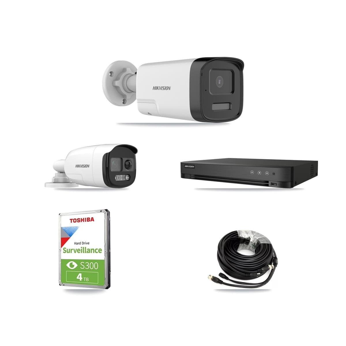 Hikvision 4-Channel 5MP CCTV Kit — 1 DS-2CE12KF3T + 2 DS-2CE17K0T Bullet Cameras + 4TB Recording (IDS-7204HQHI Recorder) - Image 1