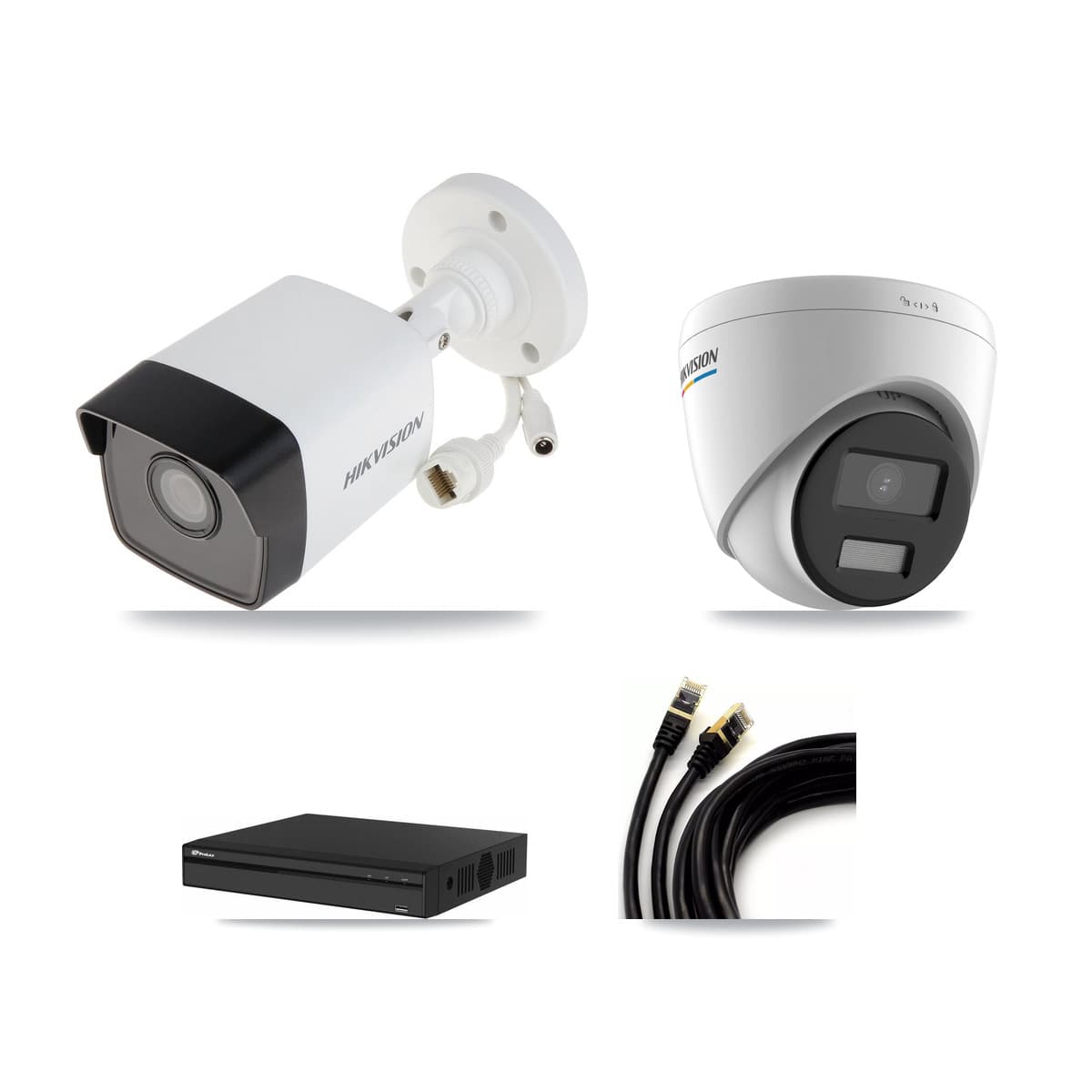 Hikvision & Prolux 4-Channel 2MP – 5MP CCTV Kit — 1 5MP Bullet + 1 2MP Turret Cameras + 2TB Recording - Image 1