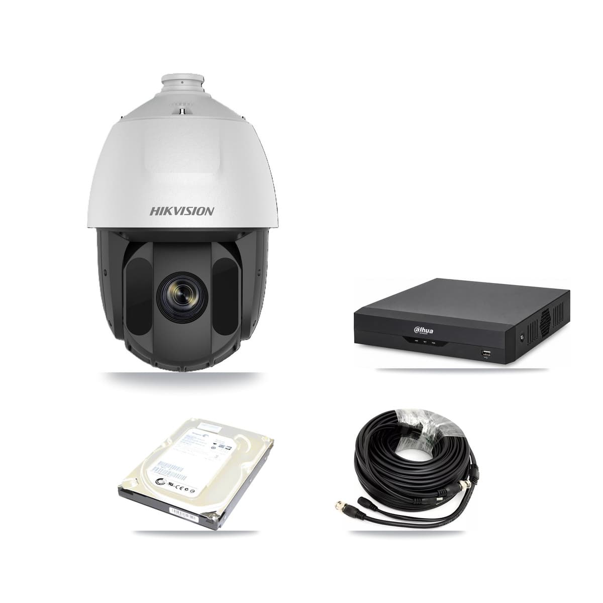 Hikvision & Dahua 4-Channel 2MP CCTV Kit — 1 DS-2AE5225TI PTZ Camera + 500GB Recording - Image 1