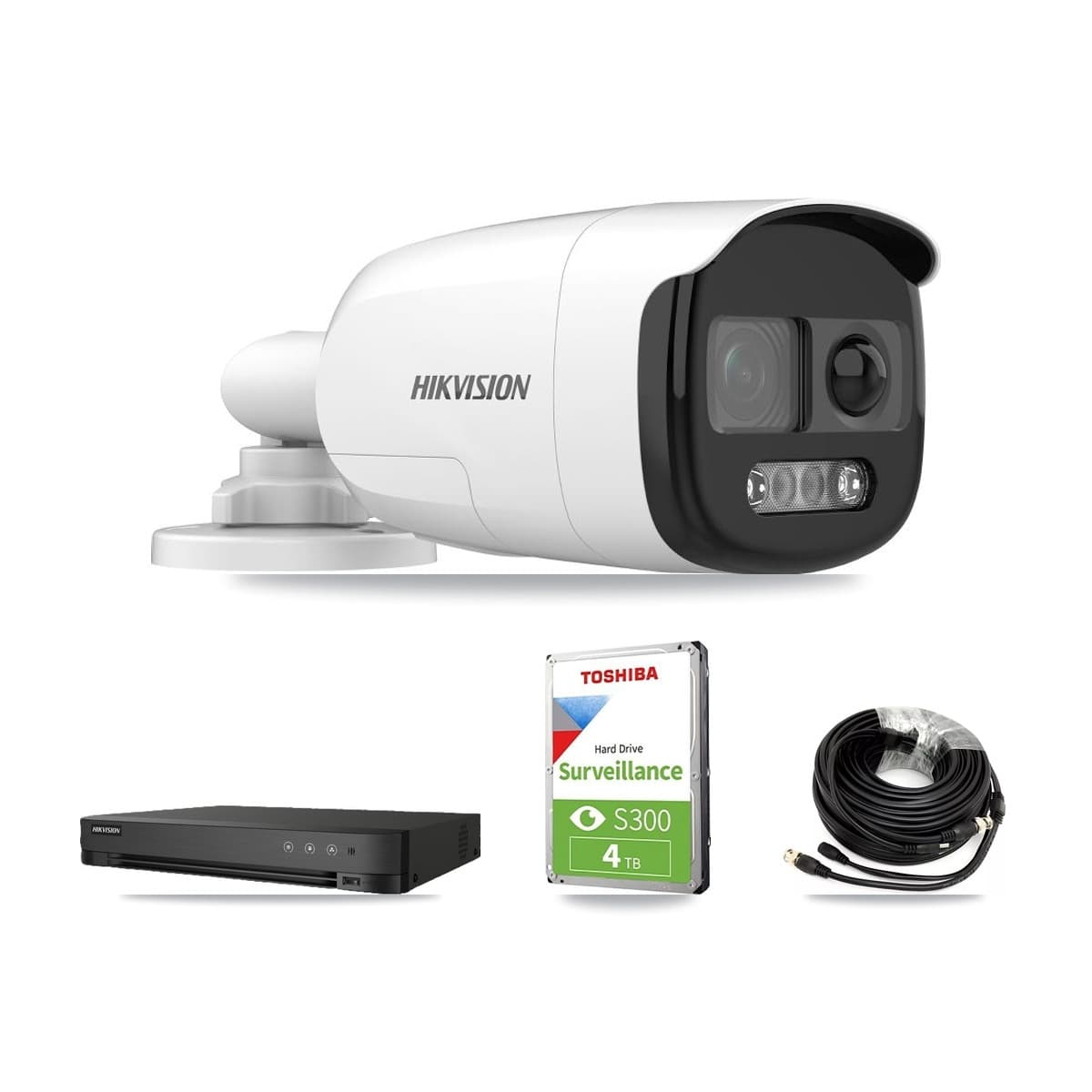 Hikvision 8-Channel 5MP CCTV Kit — 3 DS-2CE12KF3T-PIRXO Bullet Cameras + 4TB Recording (IDS-7208HUHI-M1/E Recorder) - Image 1