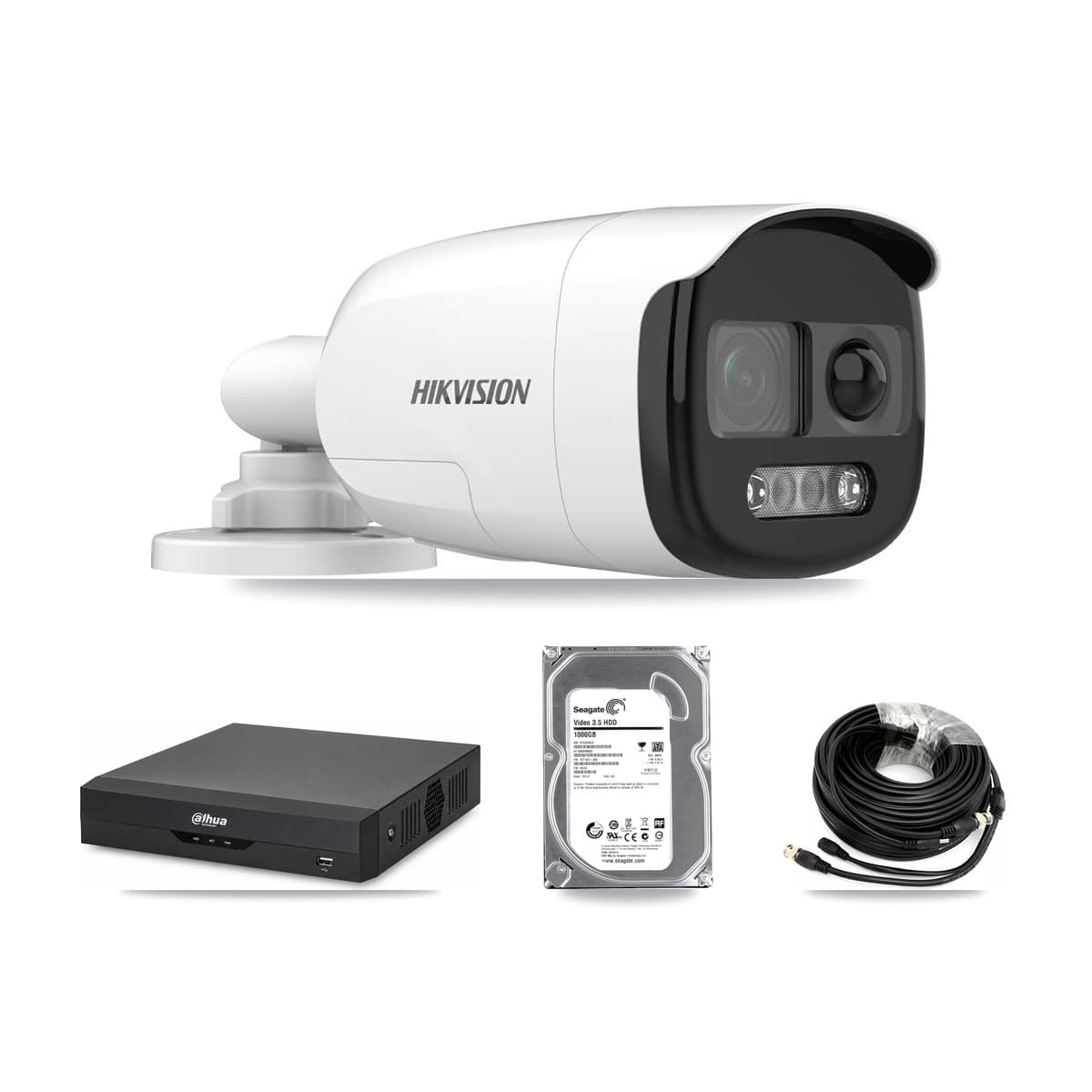 Hikvision & Dahua 4-Channel 5MP CCTV Kit — 3 DS-2CE12KF3T Bullet Cameras + 1TB Recording - Image 1